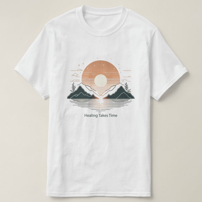 Healing Takes Time" Minimalist T-Shirt | Lake & Mo (Design Front)