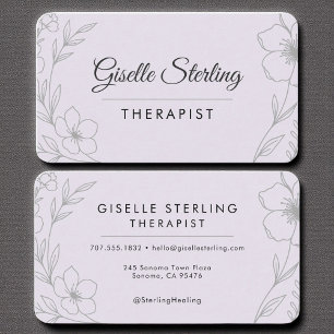 Healing Therapy Therapist Floral Lilac Purple Business Card