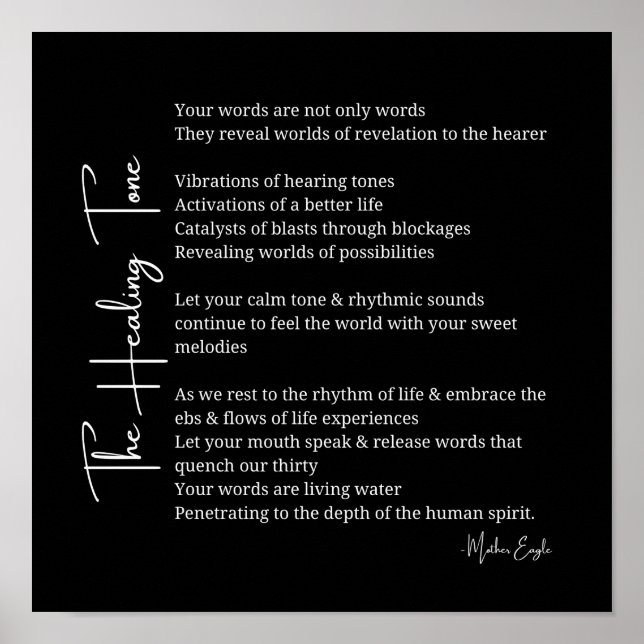 Healing Tone Sound poem poster wall art decor  (Front)