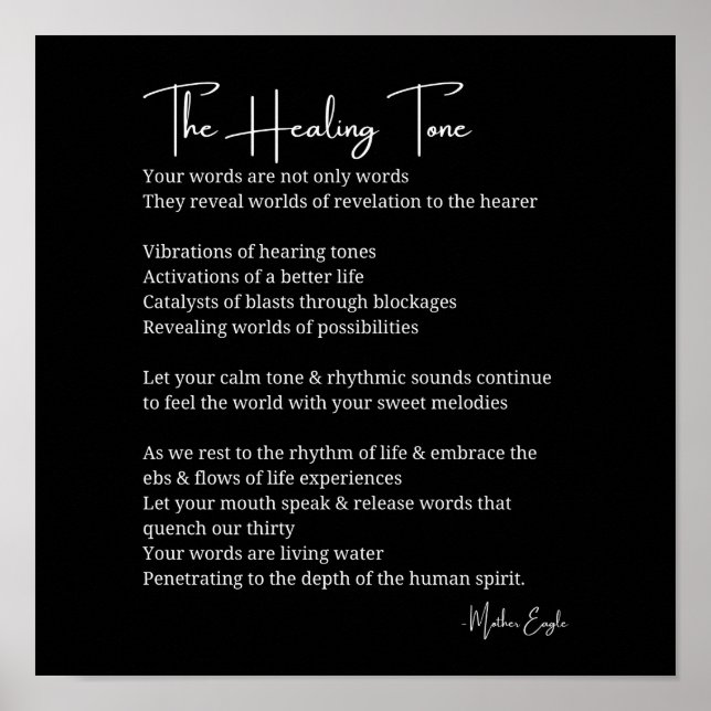 Healing Tone Sound poem poster wall art decor  (Front)