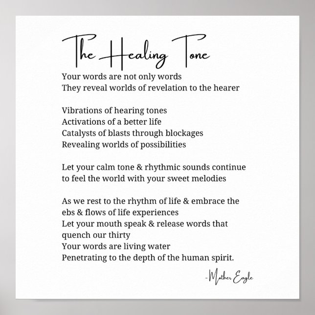 Healing Tone Sound poem poster wall art decor  (Front)