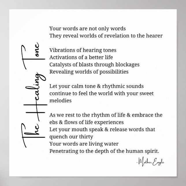 Healing Tone Sound poem poster wall art decor  (Front)