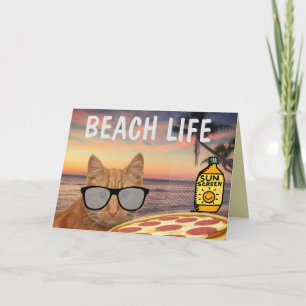 HEALING VIBES GET WELL BEACH CAT GREETING CARDS