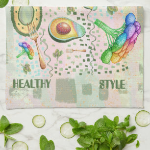 Healsy food art tea towel