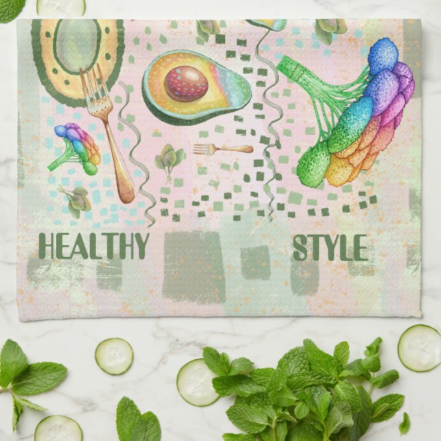 Healsy  food art tea towel (Folded)