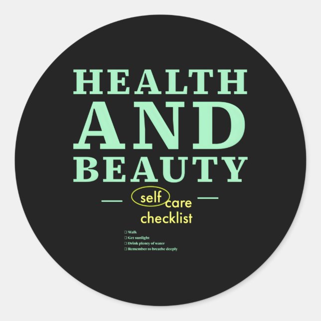 Health And Beauty- Green Classic Round Sticker (Front)