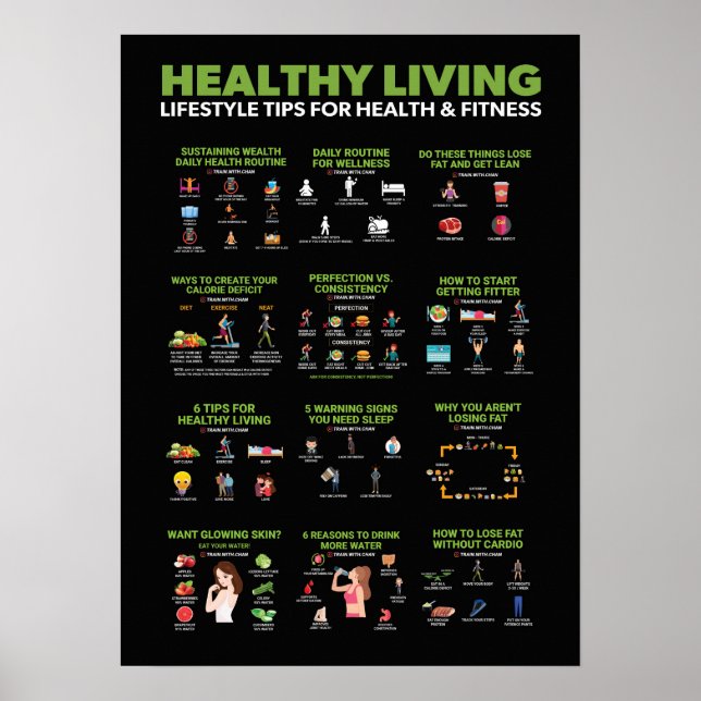 Health and Fitness Infographic - Diet and Exercise Poster (Front)