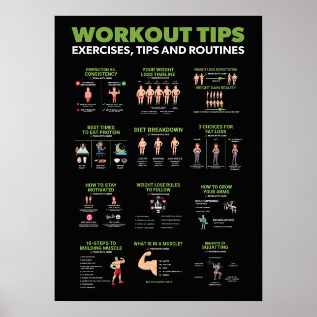 Health and Fitness Infographic - Diet and Exercise Poster (Front)