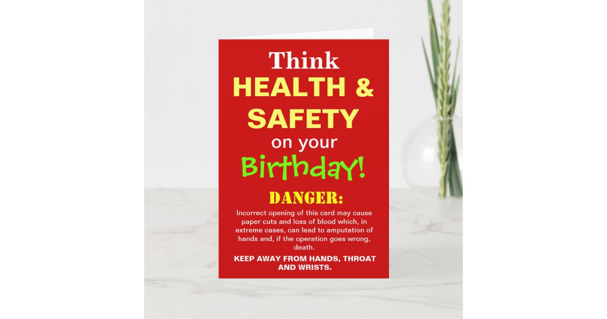 Health and Safety Funny Birthday Joke Card Zazzle.co.uk