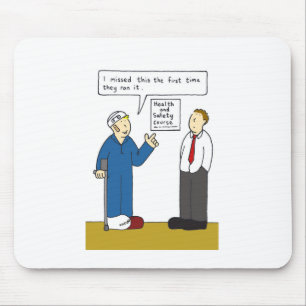 Health and Safety Humor Cartoon Mouse Mat