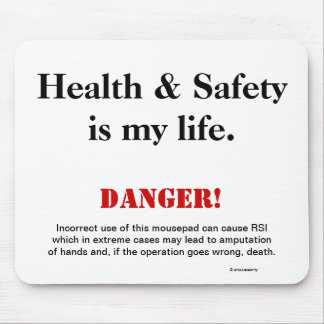 Health and Safety Joke Spoof Warning Sign Mouse Mat
