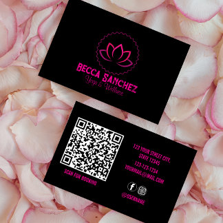 Health and wellness qr code yoga business card