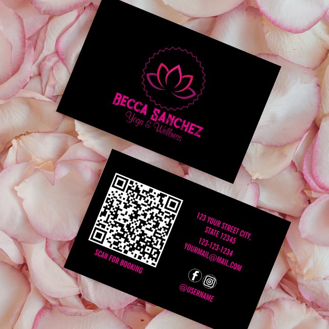 Health and wellness qr code yoga business card (Creator Uploaded)