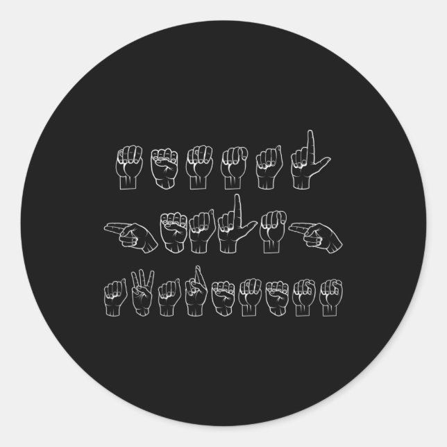 Health Awareness Asl Sign Language Hands Mute And  Classic Round Sticker (Front)