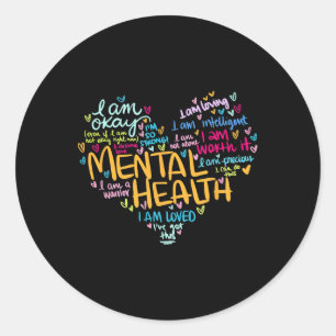 Health Awareness Depression Pullover Heart Classic Round Sticker