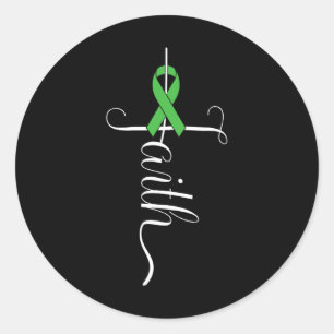 Health Awareness Green Ribbon 1  Classic Round Sticker
