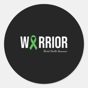 Health Awareness Green Ribbon 2  Classic Round Sticker