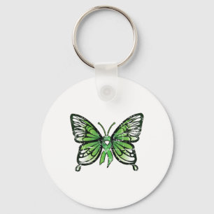 Health Awareness Green Ribbon Butterfly Key Ring