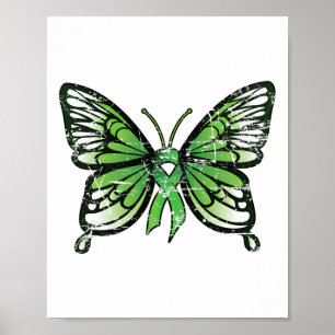 Health Awareness Green Ribbon Butterfly Poster