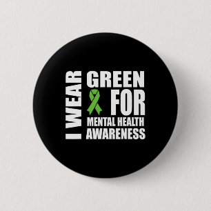 Health Awareness Green Ribbon Support  6 Cm Round Badge