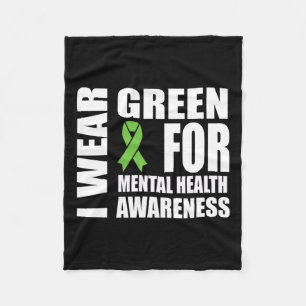 Health Awareness Green Ribbon Support Fleece Blanket