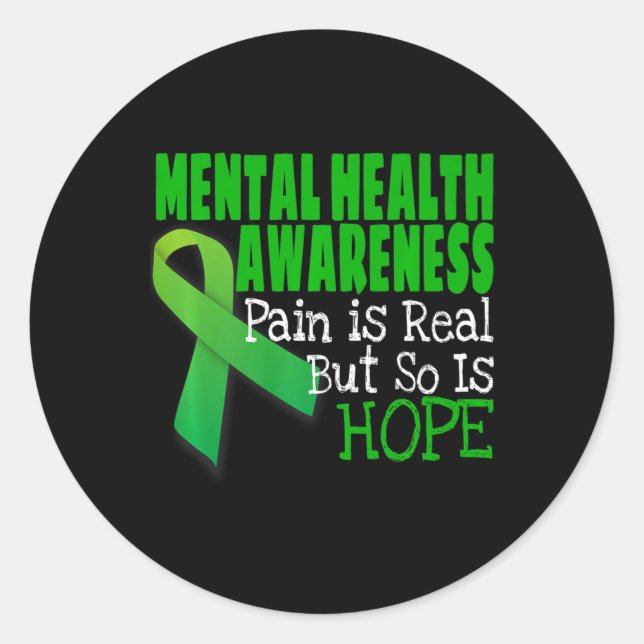 Health Awareness Mental Health Ribbon  Classic Round Sticker (Front)