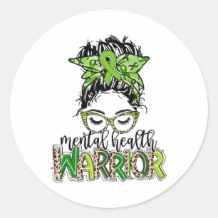Health Awareness _ Mental Health Warrior Leopard Classic Round Sticker