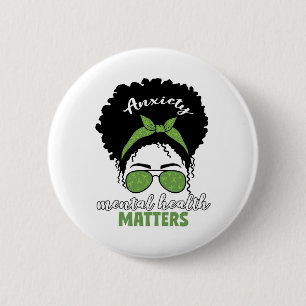 Health Awareness Messy Bun Mental Health Problems 6 Cm Round Badge