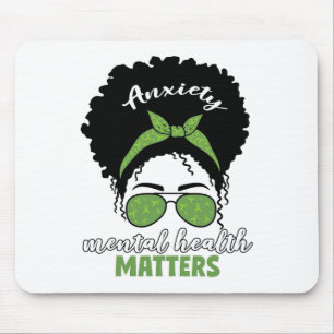 Health Awareness Messy Bun Mental Health Problems  Mouse Mat
