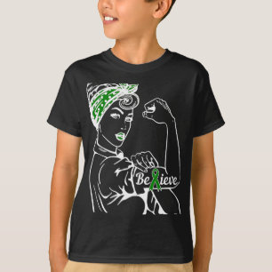 Health Awareness Month Woman Green Ribbon Believe T-Shirt