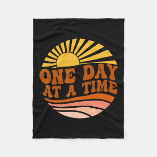 Health Awareness One Day At A Time Retro Sunshine  Fleece Blanket