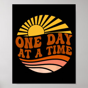 Health Awareness One Day At A Time Retro Sunshine Poster
