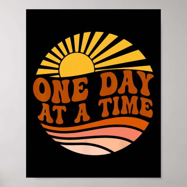 Health Awareness One Day At A Time Retro Sunshine  Poster (Front)