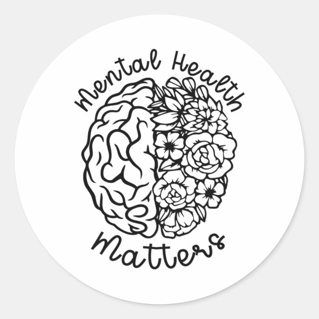 Health Awareness Problems Flowers Human Brain Illn Classic Round Sticker (Front)
