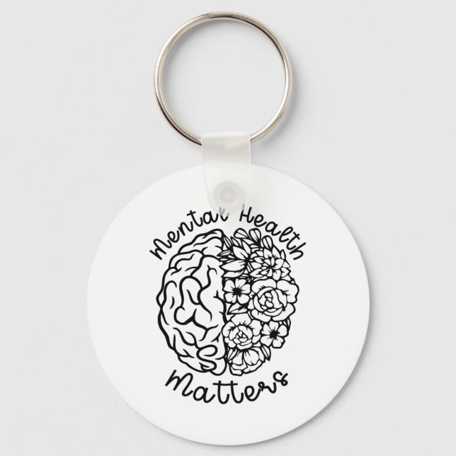 Health Awareness Problems Flowers Human Brain Illn Key Ring (Front)