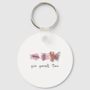 Health Awareness Tee Give Yourself Time Butterly Key Ring