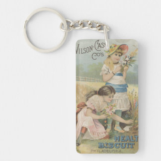 Health Biscuit Girls Picking Flowers Ephemera Keyc Key Ring