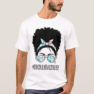 Health Black Afro Messy Bun Crew African American T-Shirt