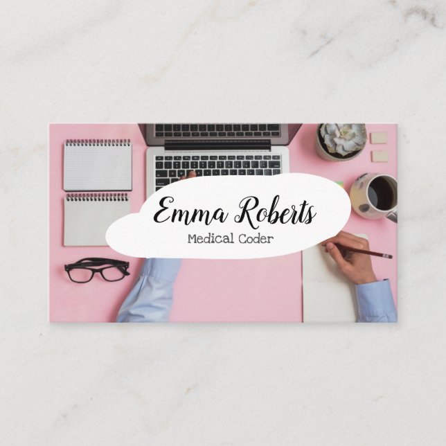 Health Care Job Medical Coder Business Card (Front)