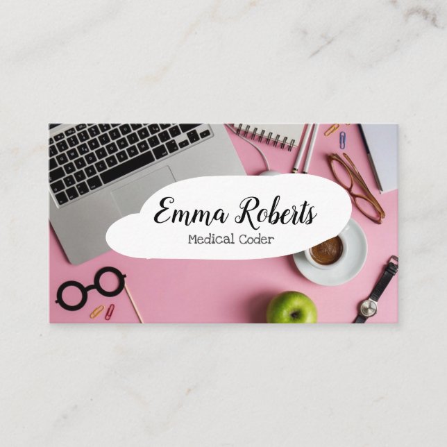 Health Care Job Medical Coder Business Card (Front)