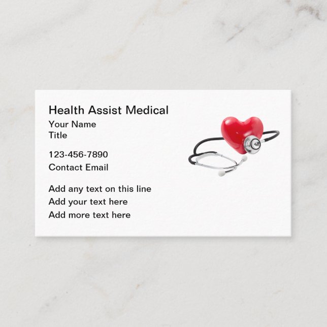 Health Care Medical Heart Business Cards (Front)