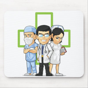 Health Care or Medical Staff - Doctor & Nurse Mouse Mat