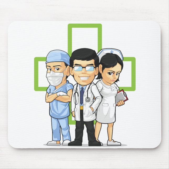 Health Care or Medical Staff - Doctor & Nurse Mouse Mat (Front)