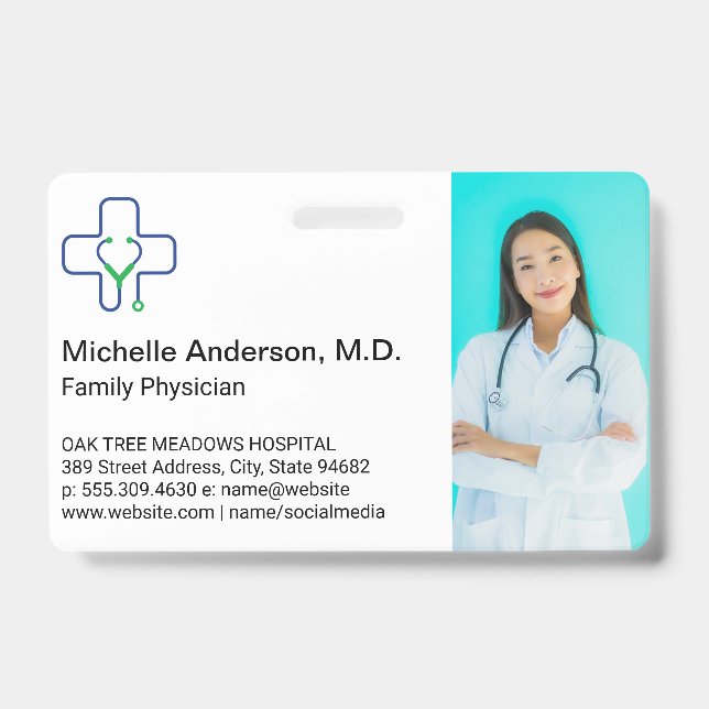 Health Care Worker | Medical Doctor Template ID Badge (Front)