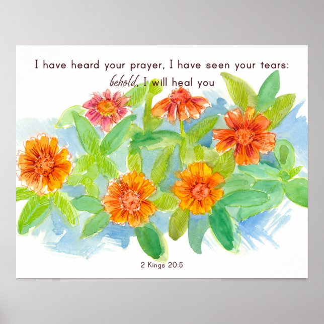 Health Christian Encouragement Scripture Marigolds Poster (Front)