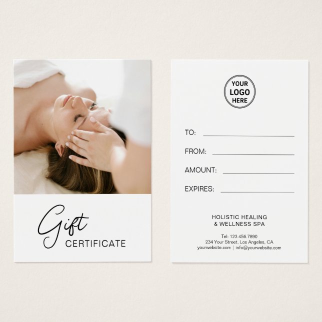 Health Coach Holistic Therapist Gift Certificate (Front & Back)