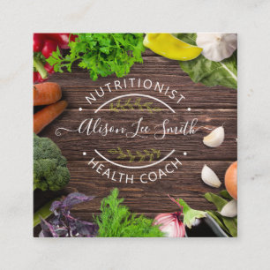 Health Coach Nutritionist Square Business Card