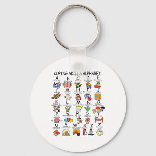 Health Coping Skills Alphabet School Teacher Kids  Key Ring