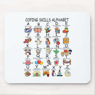 Health Coping Skills Alphabet School Teacher Kids Mouse Mat