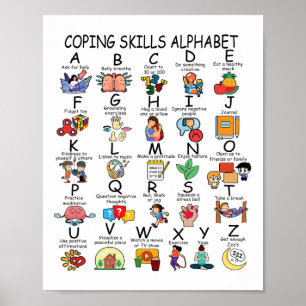 Health Coping Skills Alphabet School Teacher Kids  Poster